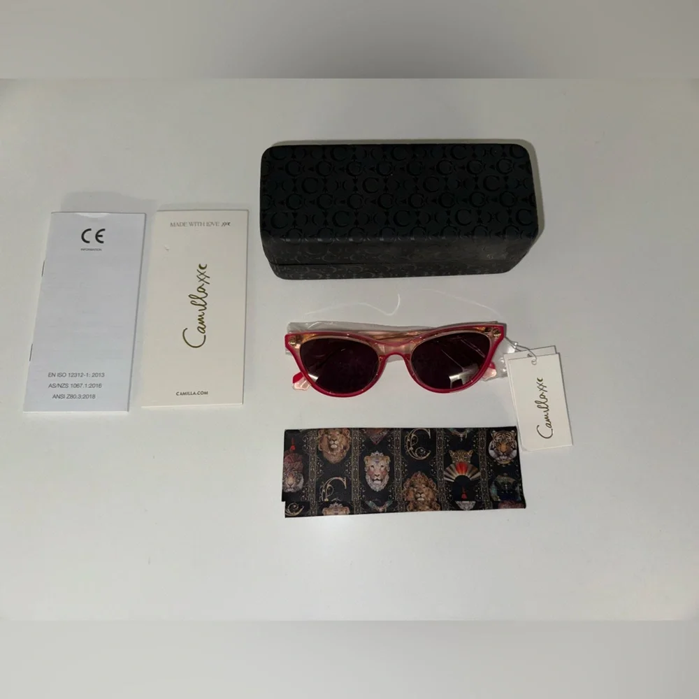 CAMILLA “Festival Frolic” Pink Acetate Cat-Eye Festival Beach Brunch Sunglasses